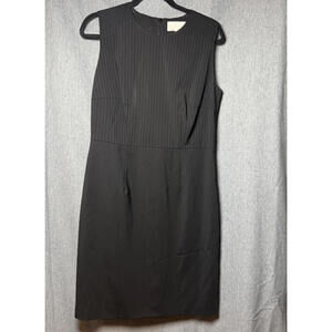 Boss Hugo‎ Boss Size 10 Dutali Black Pinstripe Wool Blend Sleeveless Shift Dress